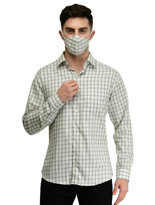 white checkered casual shirt with face mask - 17335453 - Standard Image - 1