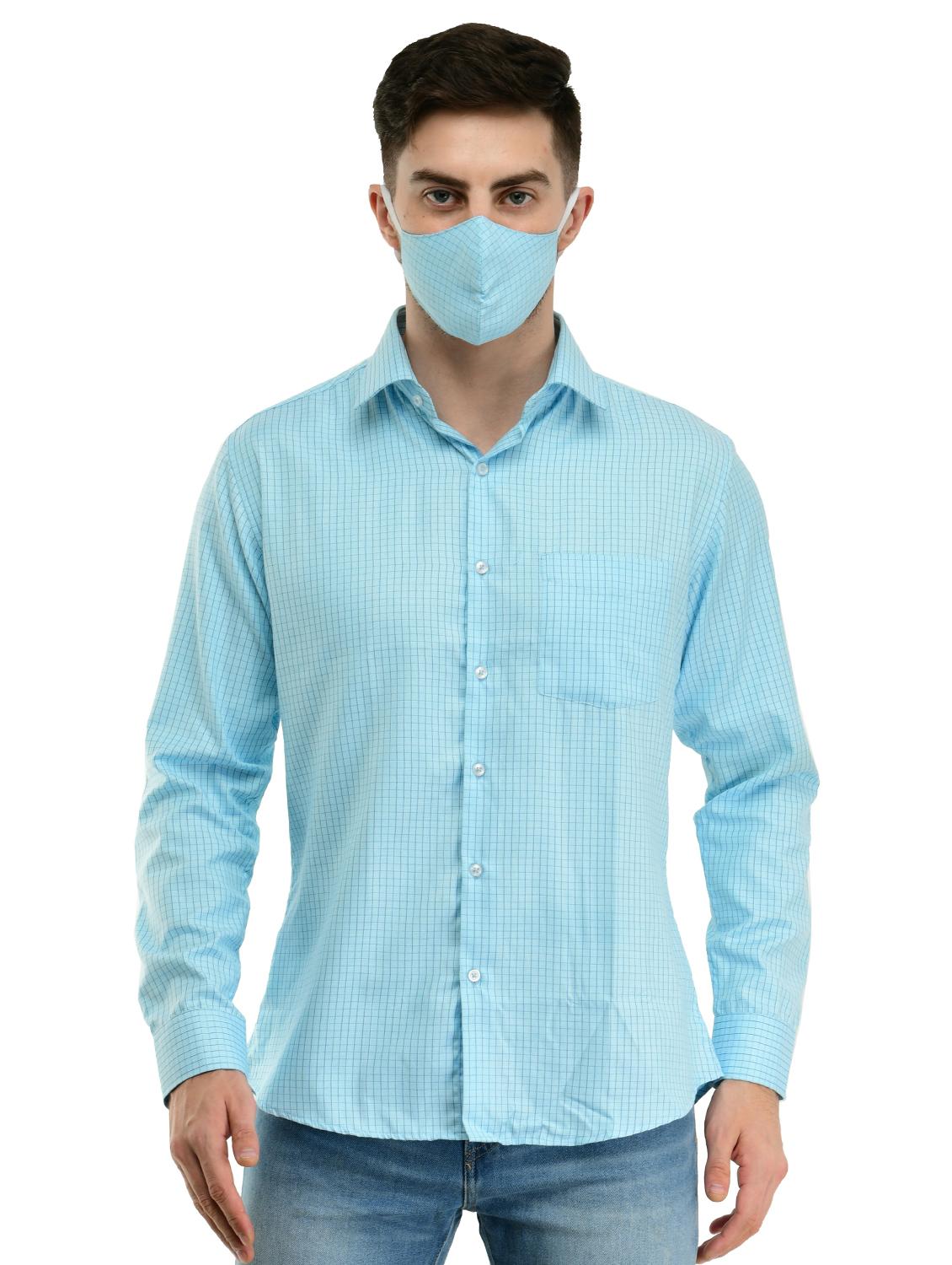 blue checkered casual shirt with face mask - 17335462 - Zoom Image - 1