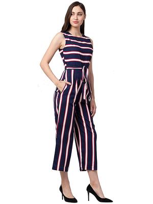 tie front striped jumpsuit - 17335801 - Standard Image - 3
