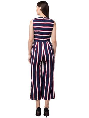 tie front striped jumpsuit - 17335801 - Standard Image - 4