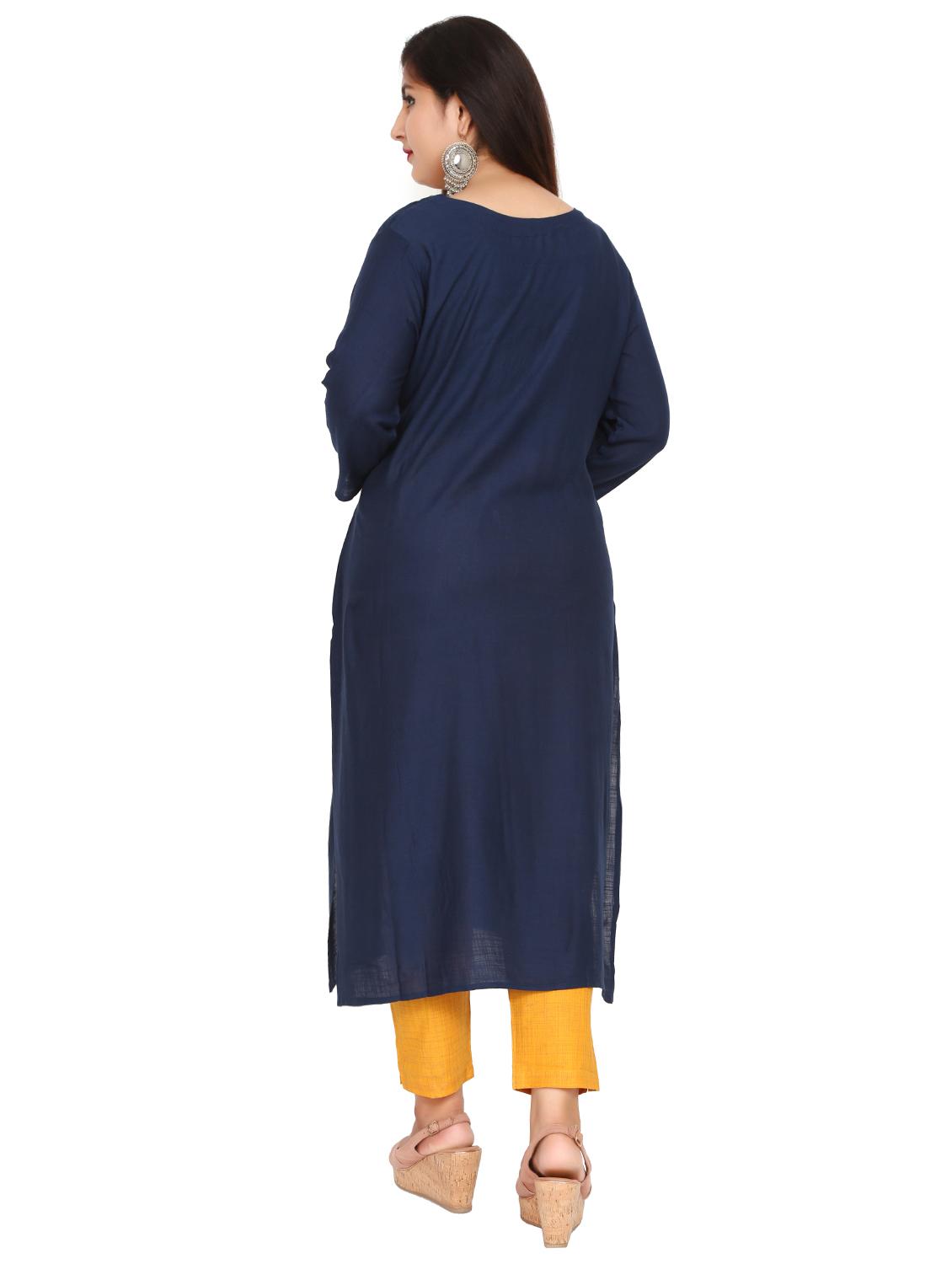 embellished straight kurta - 17335822 - Zoom Image - 3