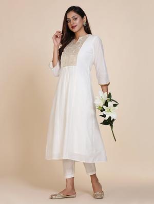 solid zari work a-line kurta - 17335827 - Standard Image - 4