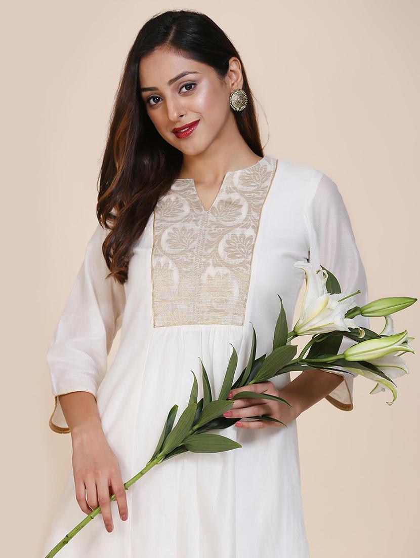 solid zari work a-line kurta - 17335827 - Zoom Image - 5
