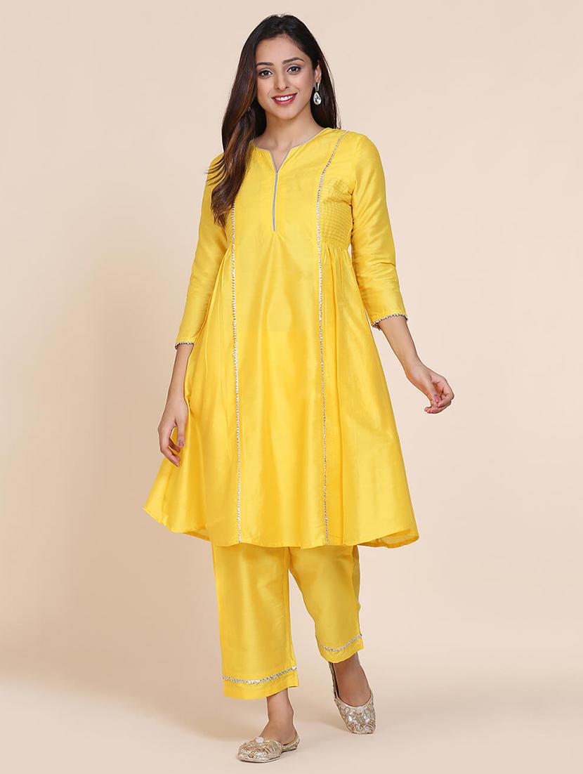 solid a-line kurta - 17335830 - Zoom Image - 1