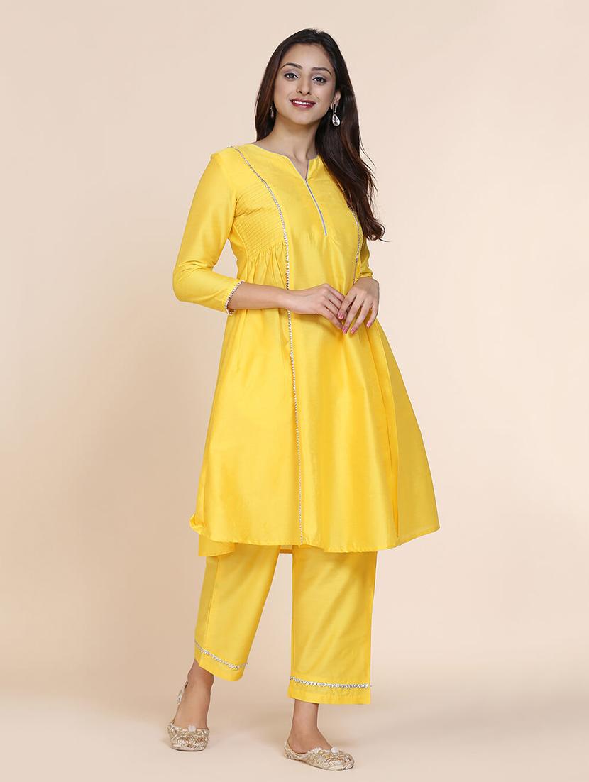 solid a-line kurta - 17335830 - Zoom Image - 2