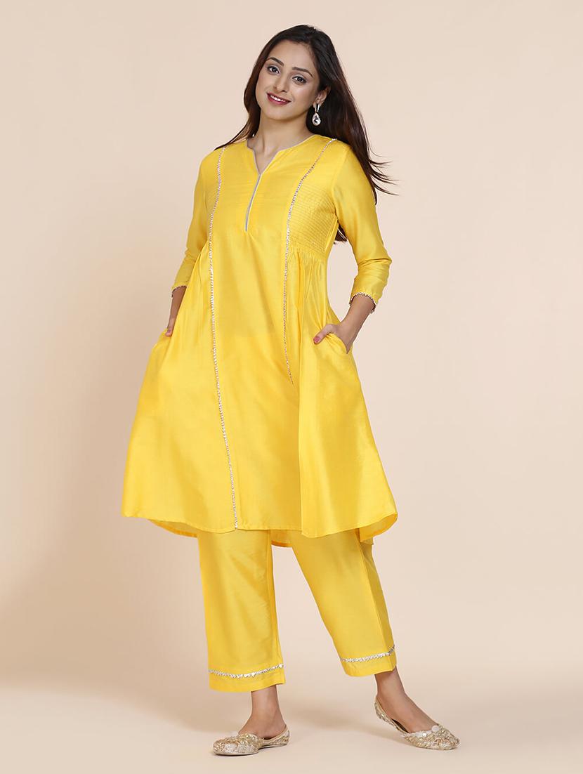 solid a-line kurta - 17335830 - Zoom Image - 3