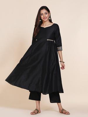 solid a-line kurta - 17335833 - Standard Image - 2