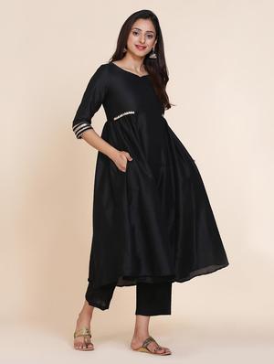 solid a-line kurta - 17335833 - Standard Image - 3