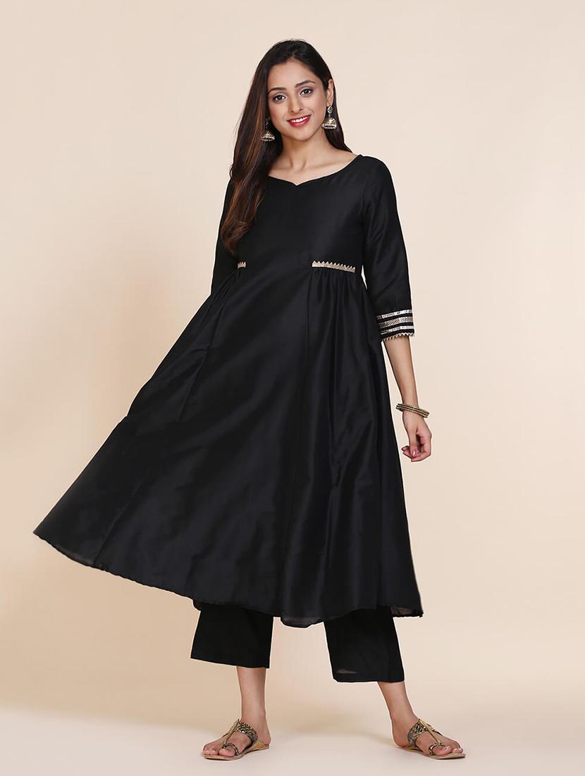 solid a-line kurta - 17335833 - Zoom Image - 2