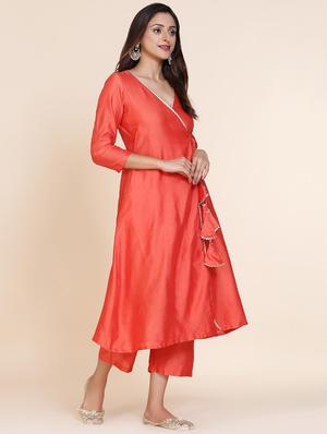 solid angrakha kurta - 17335844 - Standard Image - 2
