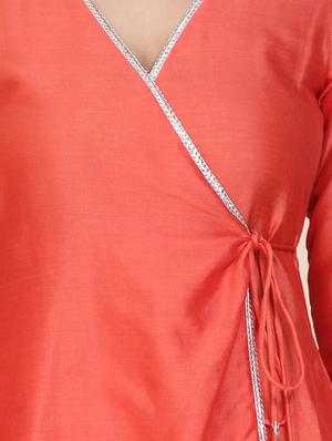 solid angrakha kurta - 17335844 - Standard Image - 4