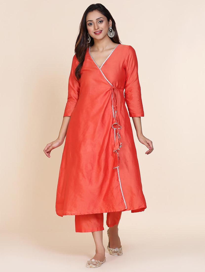solid angrakha kurta - 17335844 - Zoom Image - 1