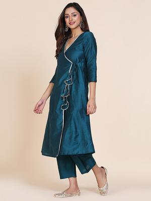 solid angrakha kurta - 17335845 - Standard Image - 2