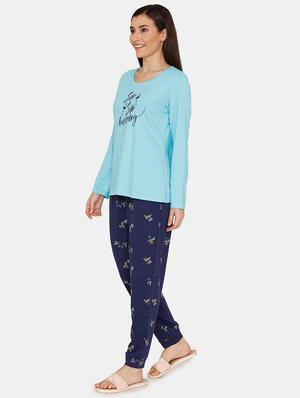 round neck printed pyjama set - 17336160 - Standard Image - 2