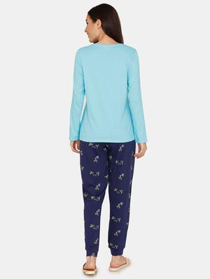 round neck printed pyjama set - 17336160 - Standard Image - 3