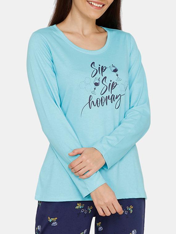 round neck printed pyjama set - 17336160 - Zoom Image - 4