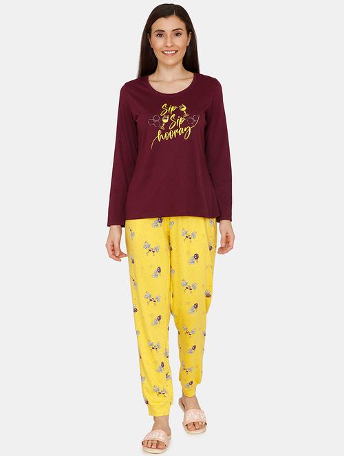 round neck printed pyjama set - 17336161 - Standard Image - 1
