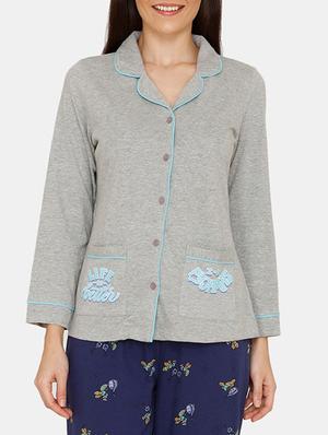 solid shirt with printed pyjama set - 17336164 - Standard Image - 4