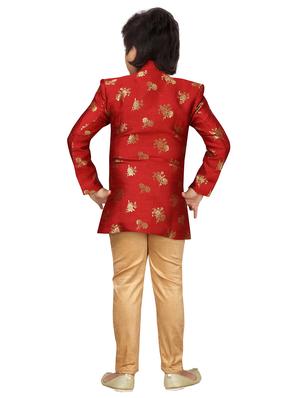 red polyester kurta set - 17336192 - Standard Image - 3