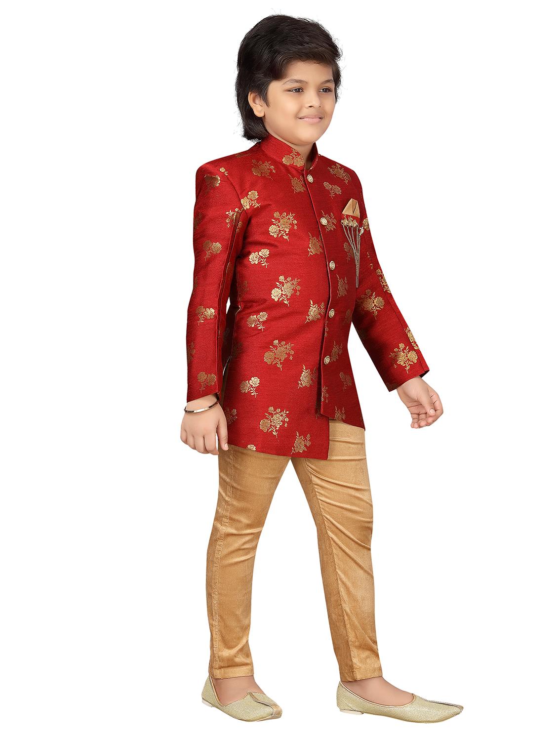 red polyester kurta set - 17336192 - Zoom Image - 2