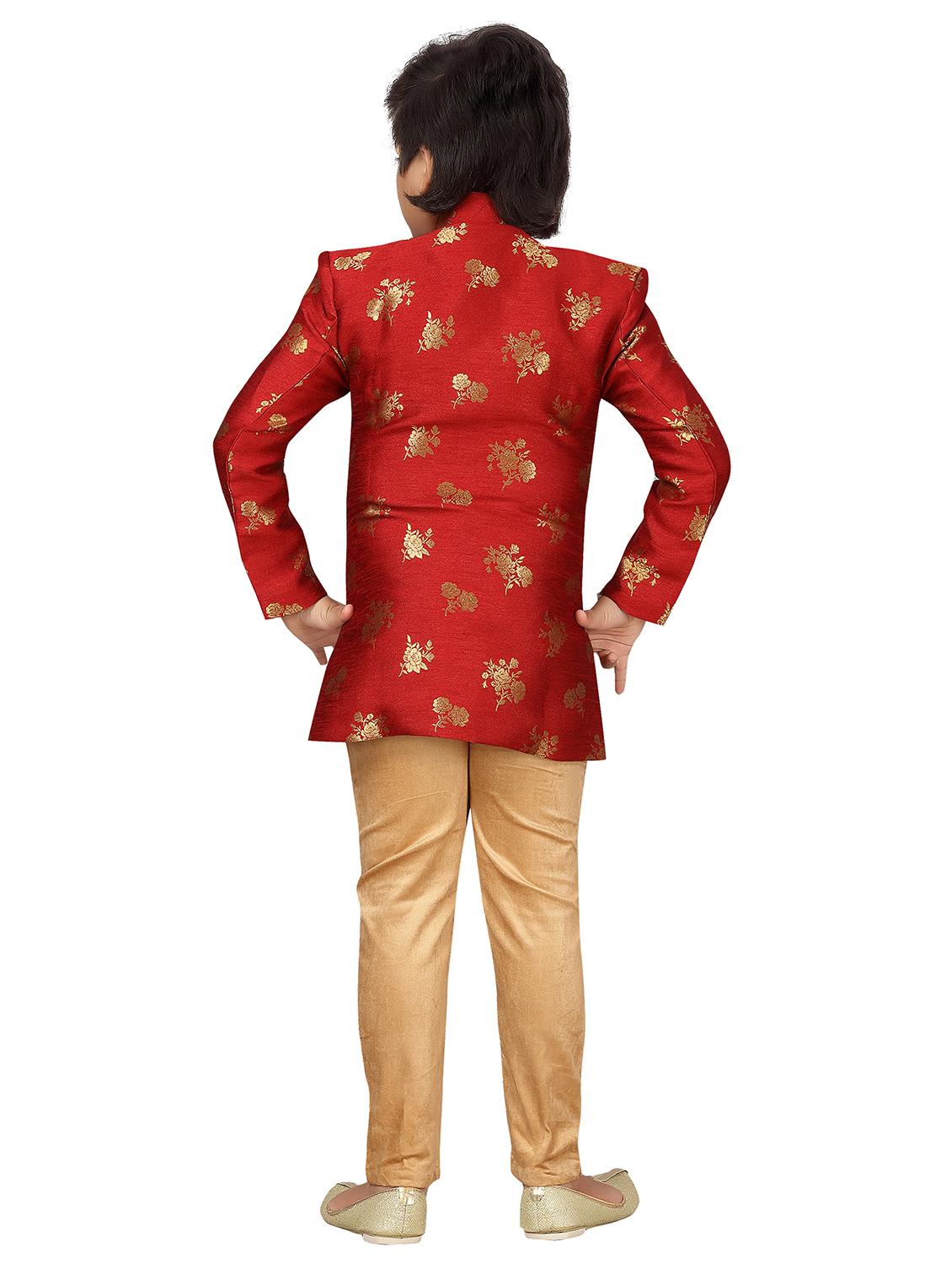 red polyester kurta set - 17336192 - Zoom Image - 3