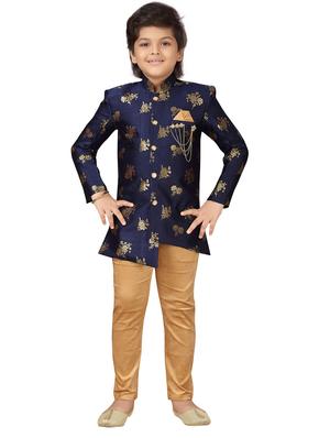 blue polyester kurta set - 17336193 - Standard Image - 4