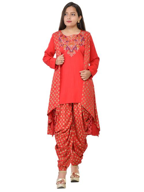 gold print kurta salwar set - 17336320 - Standard Image - 1