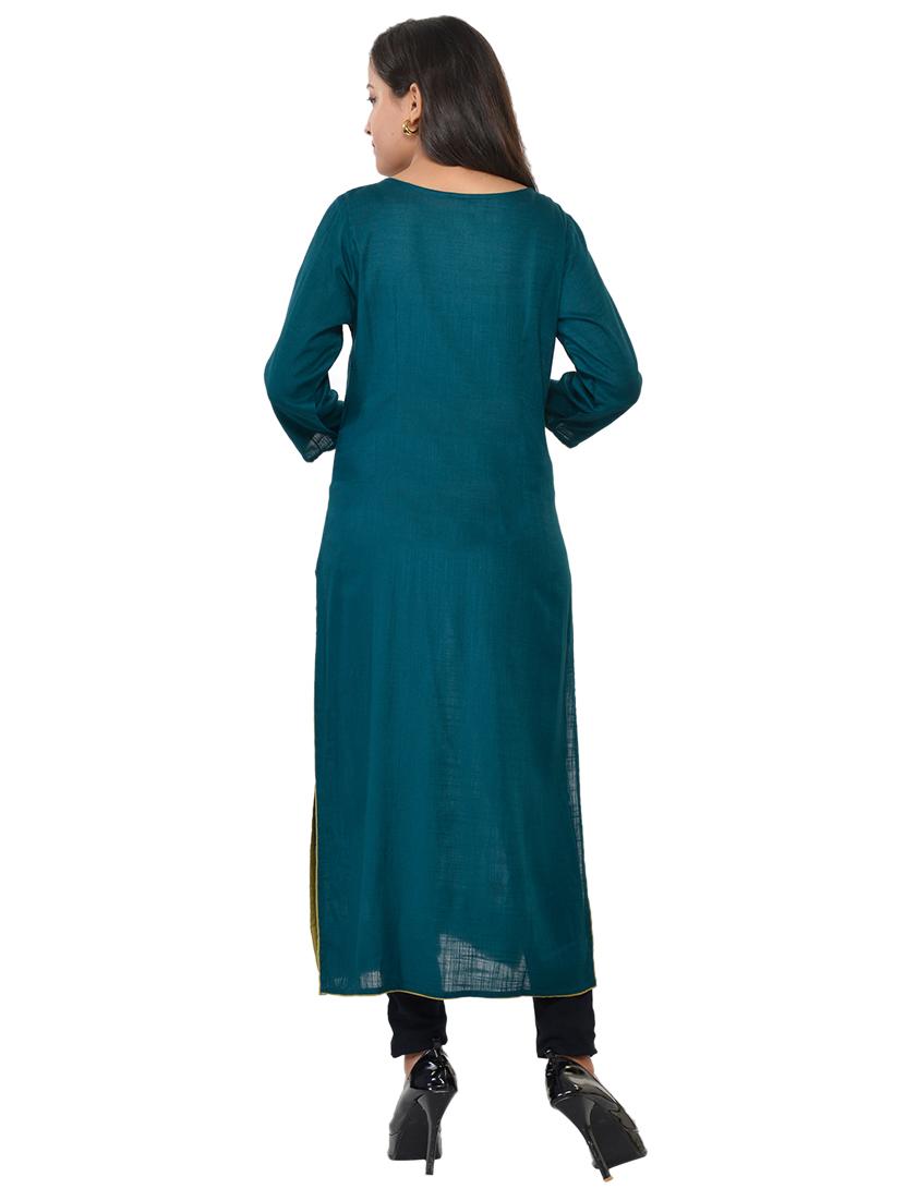 embroidered straight kurta - 17336324 - Zoom Image - 3