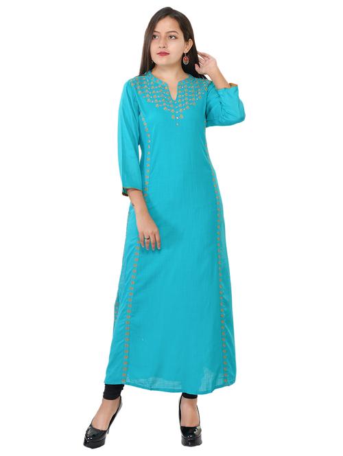 embroidered a-line kurta - 17336327 - Standard Image - 1
