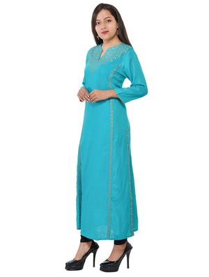embroidered a-line kurta - 17336327 - Standard Image - 2