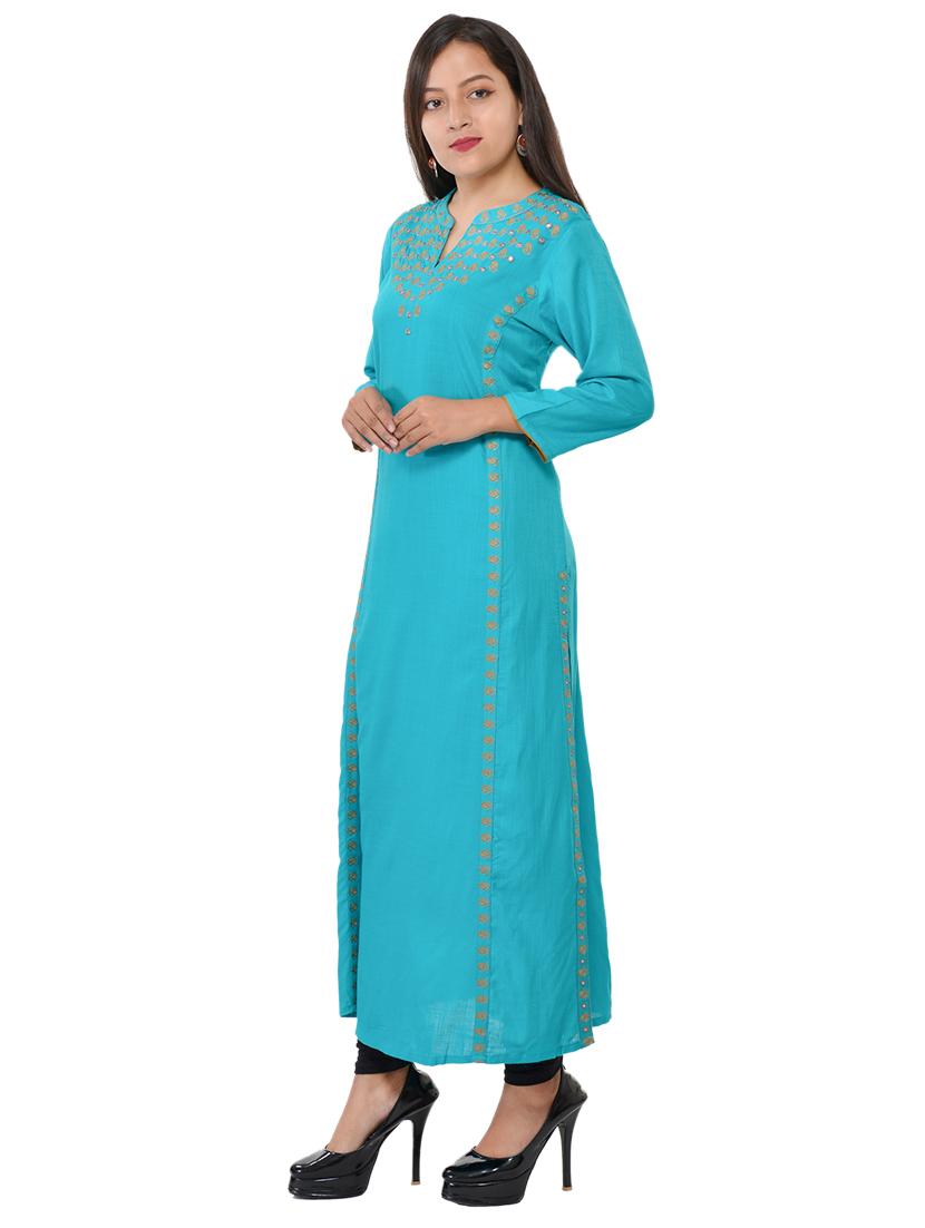 embroidered a-line kurta - 17336327 - Zoom Image - 2