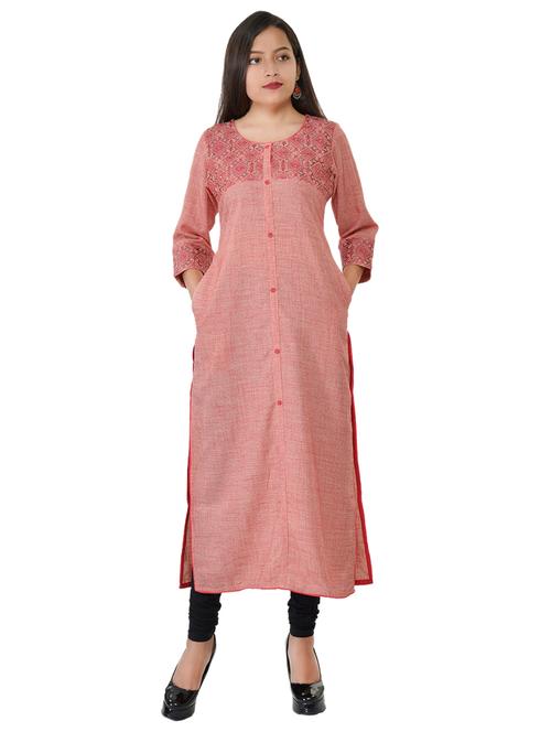 embroidered a-line kurta - 17336330 - Standard Image - 1
