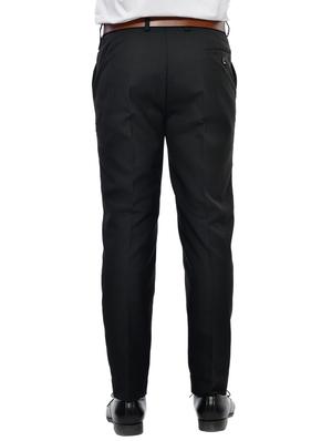 black solid flat front formal trouser - 17336342 - Standard Image - 3