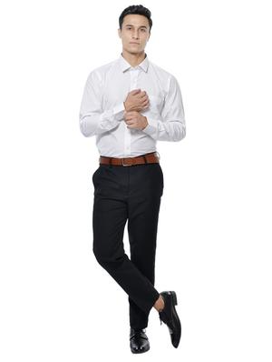 black solid flat front formal trouser - 17336342 - Standard Image - 4