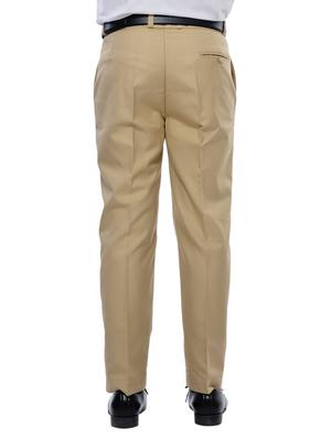beige solid flat front formal trouser - 17336343 - Standard Image - 3