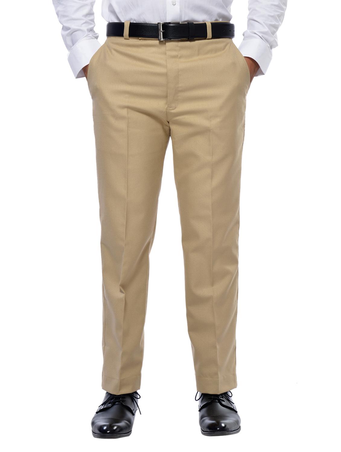 beige solid flat front formal trouser - 17336343 - Zoom Image - 1