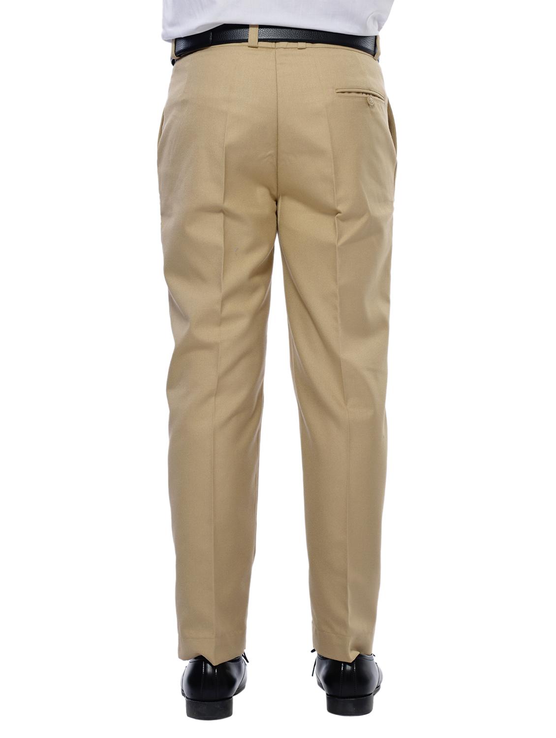 beige solid flat front formal trouser - 17336343 - Zoom Image - 3