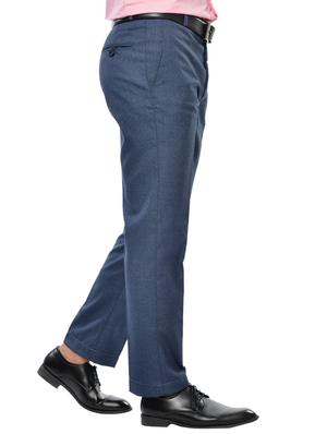 blue solid flat front formal trouser - 17336345 - Standard Image - 2