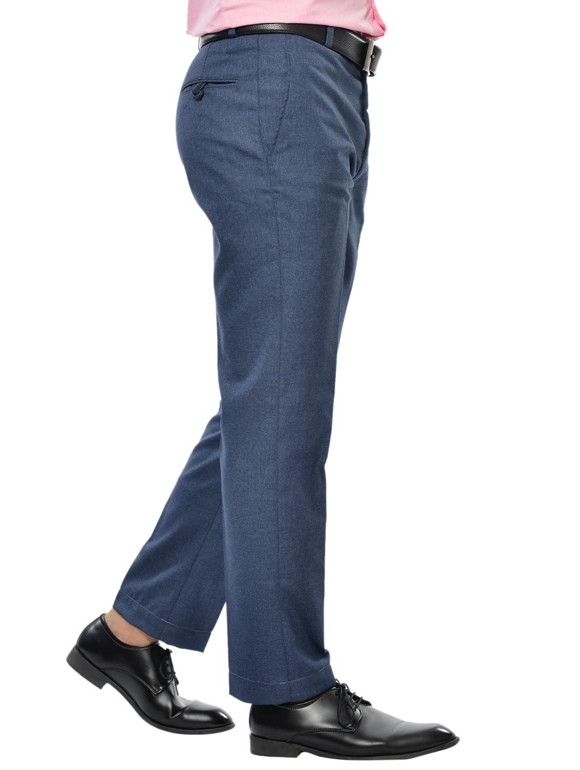 blue solid flat front formal trouser - 17336345 - Zoom Image - 2