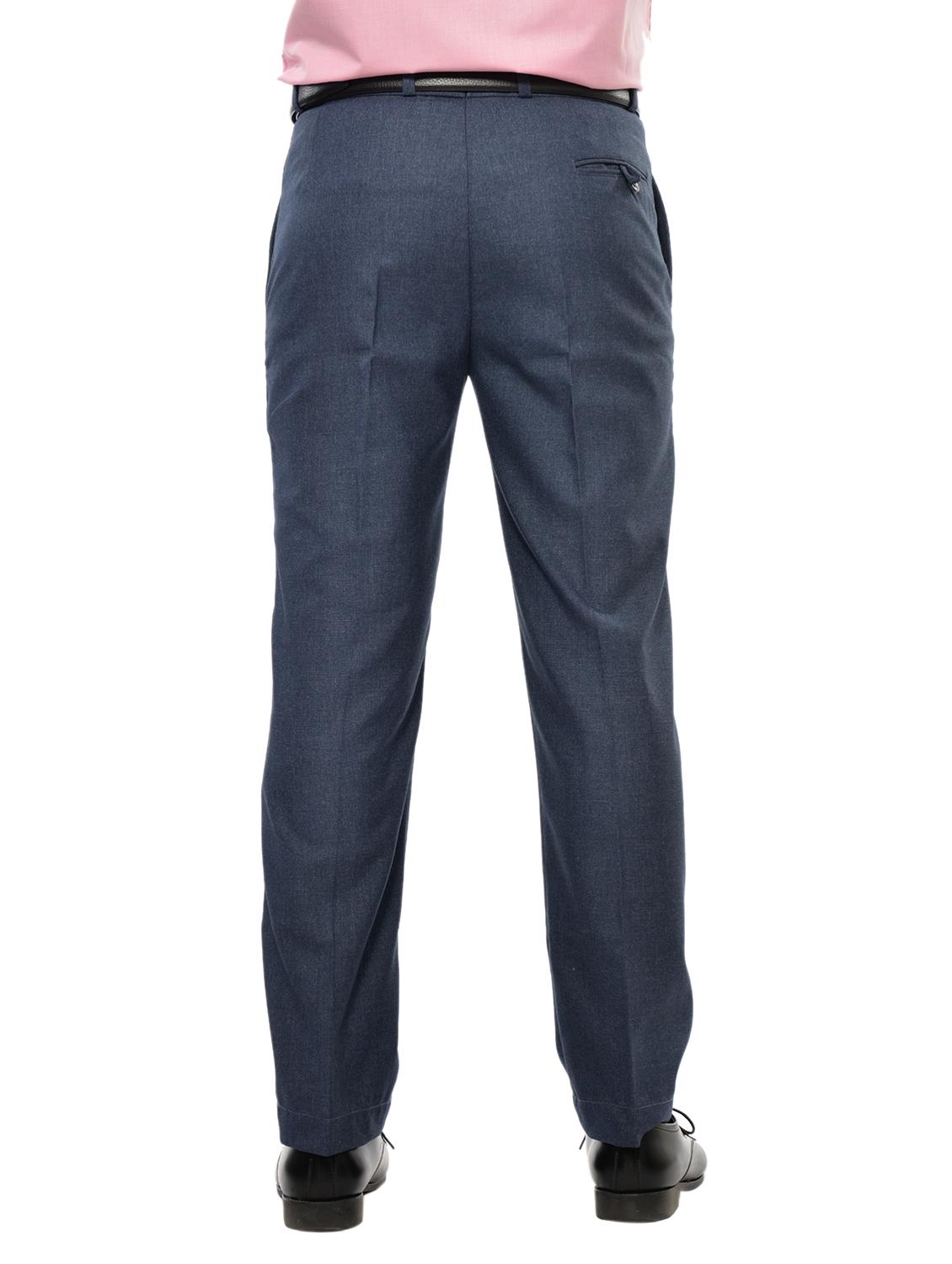 blue solid flat front formal trouser - 17336345 - Zoom Image - 3