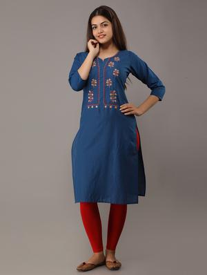yoke embroidered straight kurta - 17336427 - Standard Image - 2