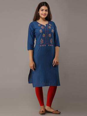 yoke embroidered straight kurta - 17336427 - Standard Image - 3