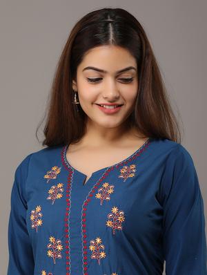 yoke embroidered straight kurta - 17336427 - Standard Image - 5