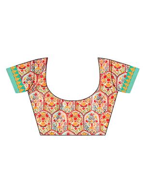 solid embroidered saree with blouse - 17336479 - Standard Image - 3