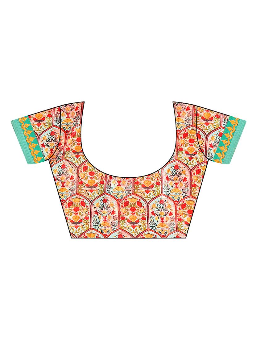 solid embroidered saree with blouse - 17336479 - Zoom Image - 3