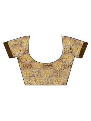 solid bordered saree with blouse - 17336483 - Standard Image - 3