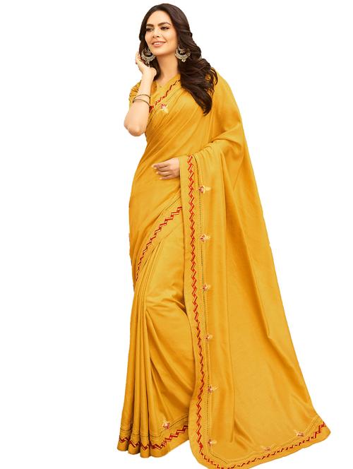 solid embroidered saree with blouse - 17336487 - Standard Image - 1