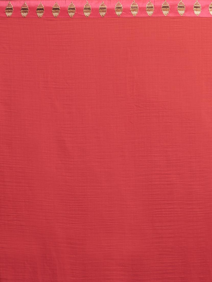 solid bordered saree with blouse - 17336488 - Zoom Image - 4