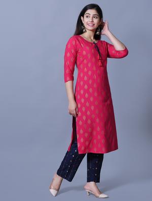magenta kurta pant set - 17336564 - Standard Image - 2