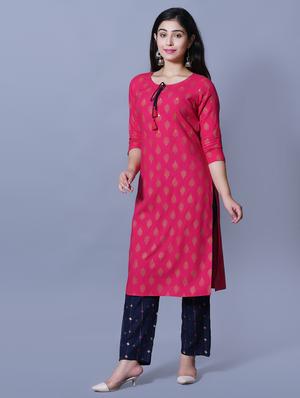 magenta kurta pant set - 17336564 - Standard Image - 3